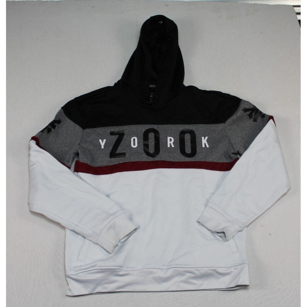 Zoo York Men White Black Hoodie Sweater Long Sleeve Size Medium